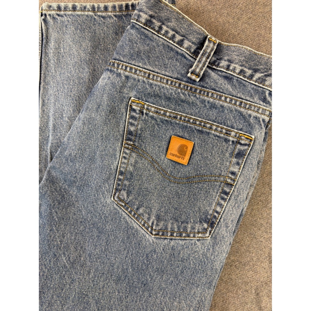Carhartt Jeans Mens 34x30 Blue Medium‎ Wash Straight Leg Denim Workwear Cotton